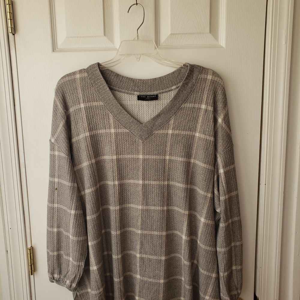 Lane Bryant Gray Relaxed 3/4 Sleeve Jersey